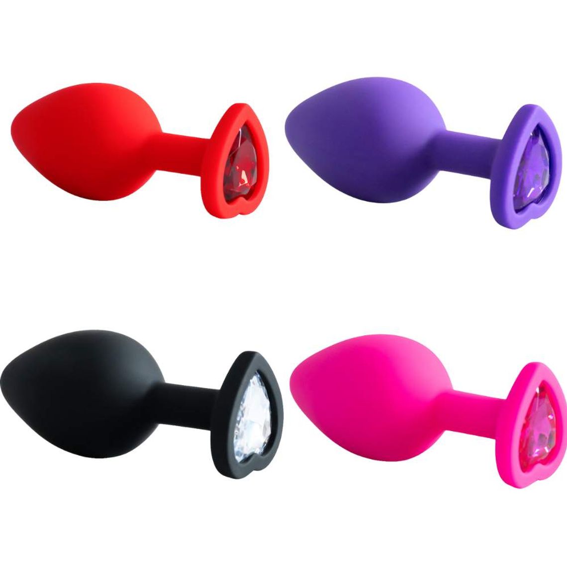 Plug Anal Em Formato De Coração Em Silicone Com Pedra Tamanho M .